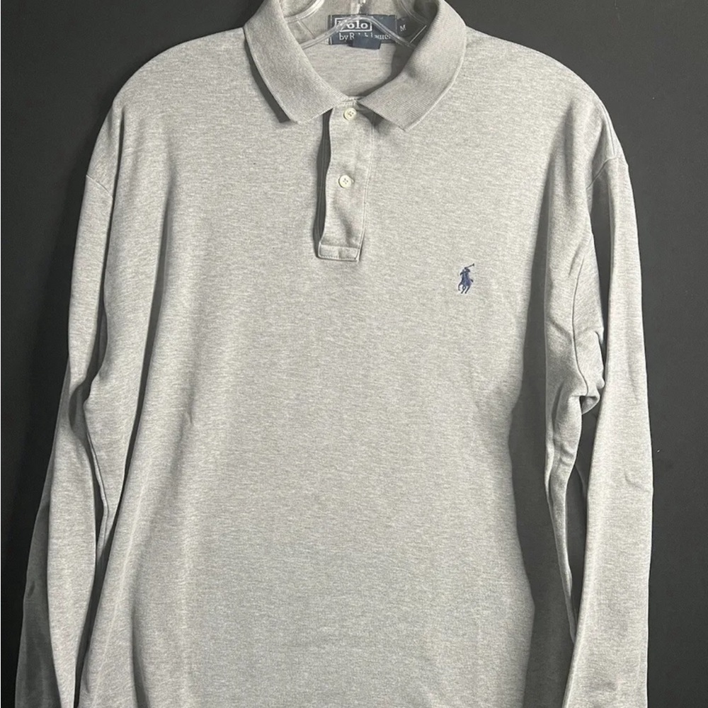 Polo by Ralph lauren  gray collard long sleeve shirt size M